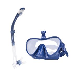 Professional Anti-Fog Diving Mask Scuba Diving Mask Adult Silicone Mask With Snorkel Full Dry Tube Underwater Swim Equipment (Color: Blue)