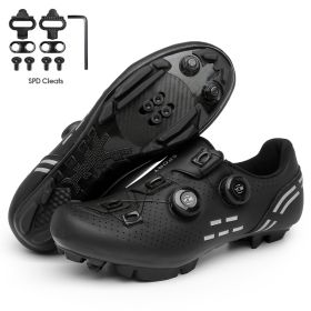 Ultralight Cycling Shoes Mtb Carbon Fiber Road Bike Boots Men Mountain Bicycle SPD Cleats Shoes Women Biking Speed Flat Sneaker (Color: black mtb cleats)