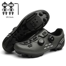 Ultralight Cycling Shoes Mtb Carbon Fiber Road Bike Boots Men Mountain Bicycle SPD Cleats Shoes Women Biking Speed Flat Sneaker (Color: grey mtb cleats)