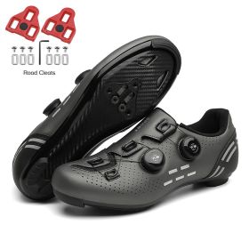 Ultralight Cycling Shoes Mtb Carbon Fiber Road Bike Boots Men Mountain Bicycle SPD Cleats Shoes Women Biking Speed Flat Sneaker (Color: grey road cleats)