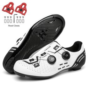 Ultralight Cycling Shoes Mtb Carbon Fiber Road Bike Boots Men Mountain Bicycle SPD Cleats Shoes Women Biking Speed Flat Sneaker (Color: black road cleats)