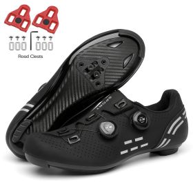 Road Bike Shoes Carbon Men Cycling Sneaker Mtb Self-Locking Cleats Bicycle Shoes Flat Speed Sneaker Women Racing Biking Footwear (Color: black road)