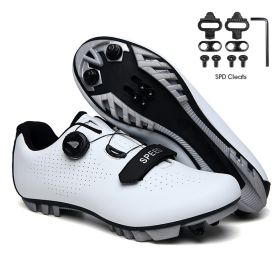 Road Bike Shoes Carbon Men Cycling Sneaker Mtb Self-Locking Cleats Bicycle Shoes Flat Speed Sneaker Women Racing Biking Footwear (Color: Silver)