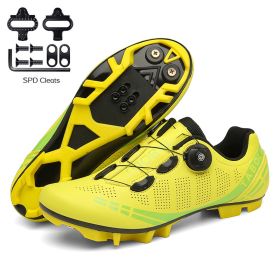 Road Bike Shoes Men Cycling Sneaker Mtb Cleat Shoes Flat Speed Sneakers Women Racing Bicycle Sneaker Mountain Biking Boots Spd (Color: yellow mtb)