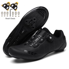 Road Bike Shoes Men Cycling Sneaker Mtb Cleat Shoes Flat Speed Sneakers Women Racing Bicycle Sneaker Mountain Biking Boots Spd (Color: black road)